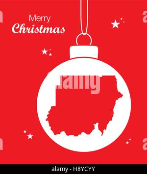 Merry Christmas illustration theme with map of Sudan Stock Vector