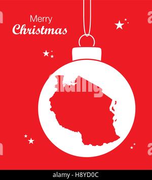 Merry Christmas illustration theme with map of Tanzania Stock Vector