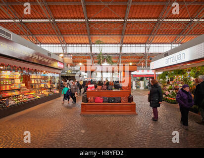 Uruguay, Montevideo, Interior view of the Mercado Agricola. Stock Photo