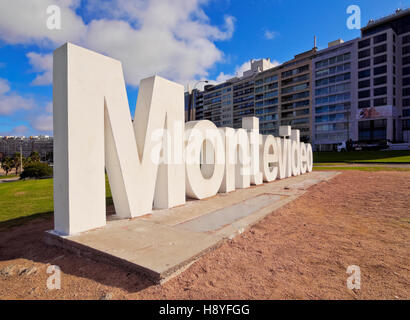 Uruguay, Montevideo, Pocitos, View of the Montevideo Sign. Stock Photo