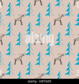 Moose wood ethnic ornament seamless pattern. Vector background. Stock Vector