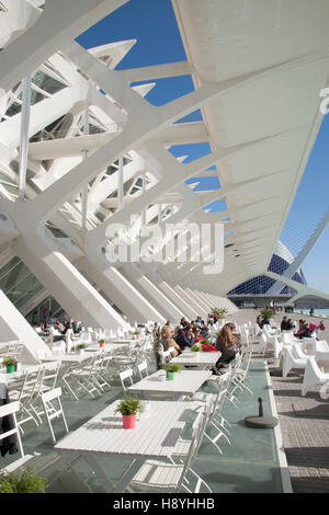 Cafe and Bar at Principe Felipe Science Museum, City of Arts and Science, Valencia Stock Photo