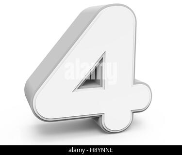 left tilt gray number 4, 3D rendering graphic isolated on white background Stock Photo