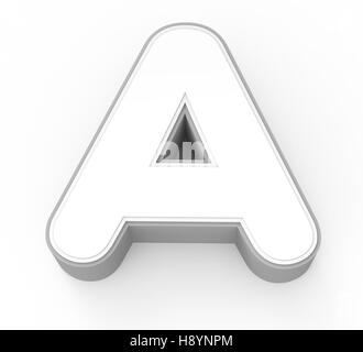 white letter A, 3D rendering graphic isolated on white background Stock Photo