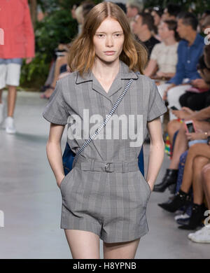 NEW YORK, NY - SEPTEMBER 10, 2016: A model walks the runway at the Lacoste Spring Summer 2017 fashion show during NYFW Stock Photo