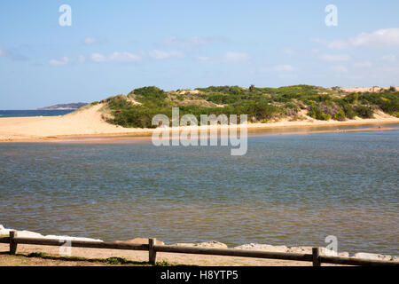 lagoon by north narrabeen beach where sand clearance has been underway,Sydney northern beaches,new south wales,Australia Stock Photo