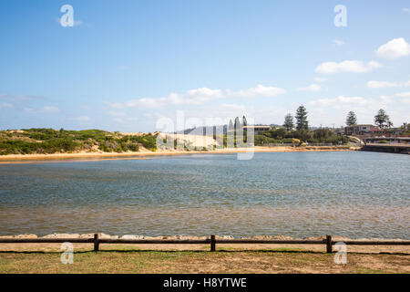 lagoon by north narrabeen beach where sand clearance has been underway,Sydney northern beaches,new south wales,Australia Stock Photo