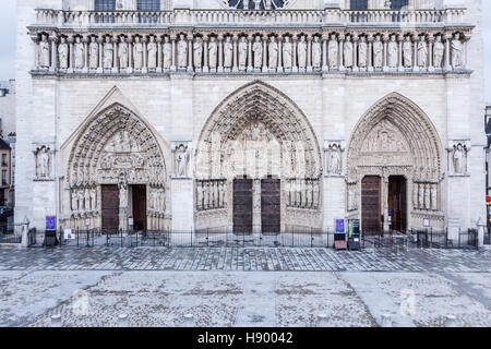 The west front of Notre Dame de Paris cathedral. Stock Photo