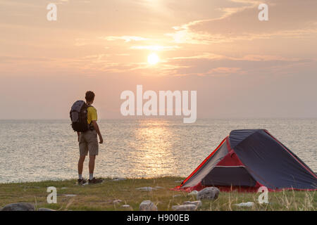 Sunrise in camping day Stock Photo