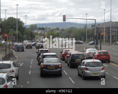 Heavy traffic Anniesland cross the busiest intersection in Europe and great western road Stock Photo