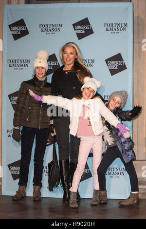 London, UK. 16th November 2016. Pictured: Tamara Beckwith with children. VIPs attend the launch party for Skate at Somerset House with Fortnum & Mason at Somerset House. The ice rink at Somerset House is open from 12 November 2016 to 15 January 2017. Credit:  Bettina Strenske/Alamy Live News Stock Photo