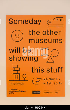 London, UK.  17th November, 2016  Sign at the Design Museum.   Credit:  Ilyas Ayub/ Alamy Live News