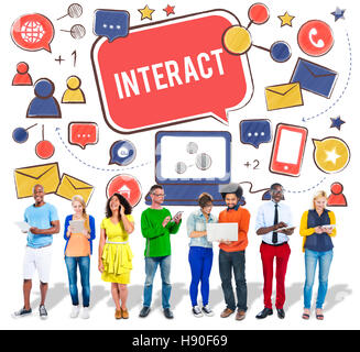 Interact Communicate Connect Social Media Social Networking Concept ...