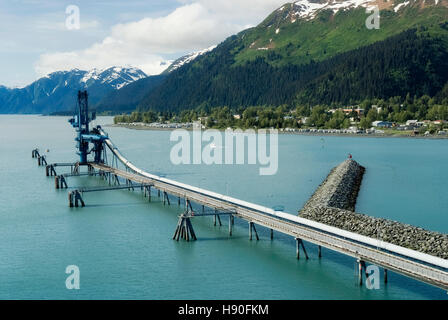 Industrial Pipe at the port of Seward delivering oil from Trans-Alaska Oil System Stock Photo