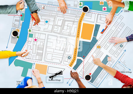 City Urban Blueprint Plan Infrastacture Concept Stock Photo