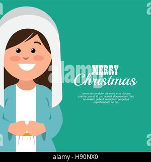 merry christmas card with virgin mary smiling vector illustration eps 10 Stock Vector