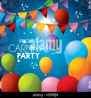 welcome carnival party balloons colors garlands vector illustration eps 10 Stock Vector