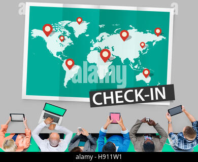 Check In Cartography Location Spot Travel World Global Concept Stock Photo