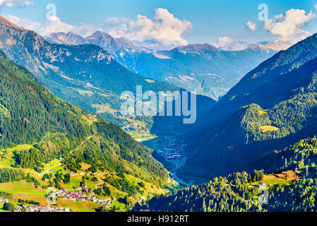 View of Airolo village from the Gotthard Pass, Switzerland Stock Photo