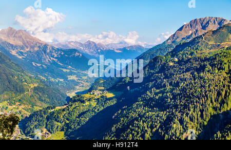 View of Airolo village from the Gotthard Pass, Switzerland Stock Photo