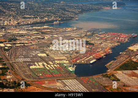 Tacoma Port  aerial view, Washington, USA Stock Photo