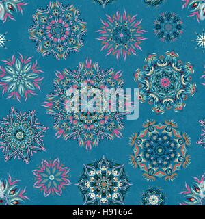 ornate floral seamless texture, endless pattern with flowers looks like retro snowflakes or snowfall. Seamless pattern can be used for wallpaper, pattern fills, web page background, surface textures. Stock Vector