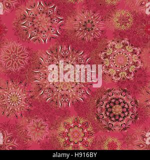ornate floral seamless texture, endless pattern with flowers looks like retro snowflakes or snowfall. Seamless pattern can be used for wallpaper, pattern fills, web page background, surface textures. Stock Vector
