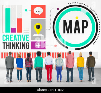 Map Direction Destination Location Route Concept Stock Photo