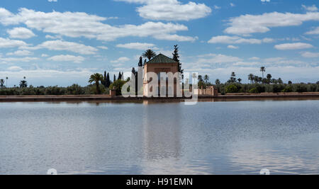 reflections in the pool at Menara Gardens, Marrakech,  Morocco North Africa Stock Photo