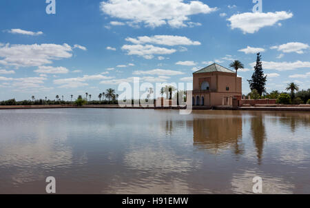 Reflections in the pool at Menara Gardens, Marrakech,  Morocco North Africa Stock Photo