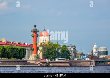 Rostral Column On Vasilievsky Island Saint Petersburg Russia Stock Photo