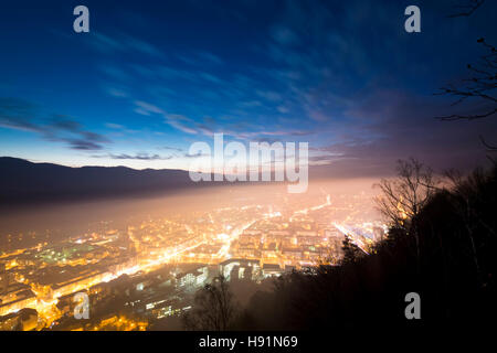 Piatra Neamt city at night Stock Photo