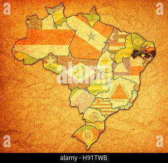 pernambuco state on admistration map of brazil with flags Stock Photo