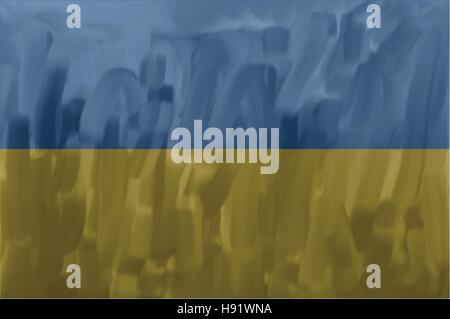 Ukraine painted / drawn vector flag. Dramatic, unusual look. Vector file contains flag and texture layers Stock Vector