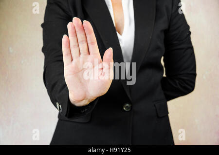 business concept with stop gesture symbol Stock Photo