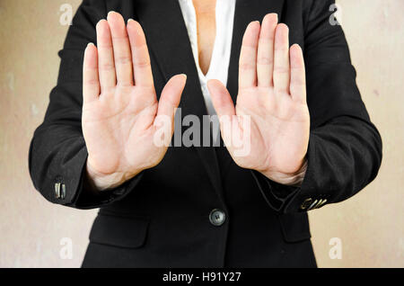 business concept with stop gesture symbol Stock Photo