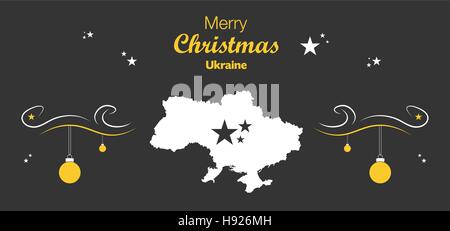 Merry Christmas illustration theme with map of Ukraine Stock Vector
