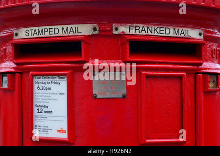 Stamped and franked mail postal box, letters, Stock Photo