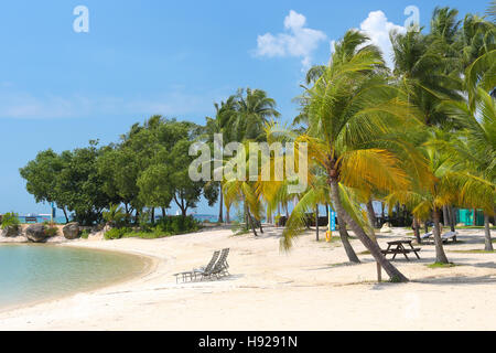 Singapore travel - view of beach in Sentosa island. Stock Photo