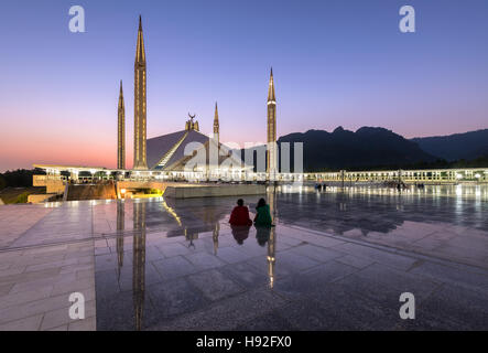 Shah Faisal Mosque is one of Asia's largest mosque located in Islamabad capital of Pakistan. Stock Photo