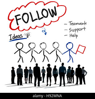 Follow Support Ideas Teamwork Social Media Concept Stock Photo