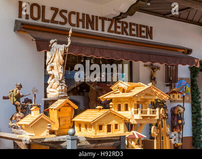 SHOP OF A WOODCRAFT IN SEEFELD IN TIROL, TYROL, AUSTRIA Stock Photo