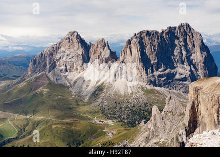 View over the Dolomite mountains in September, Trentino region, South Tyrol, Italy Stock Photo