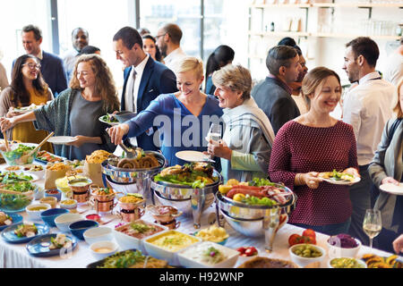 Diversity People Enjoy Buffet Party Concept Stock Photo