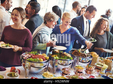 Diversity People Enjoy Buffet Party Concept Stock Photo