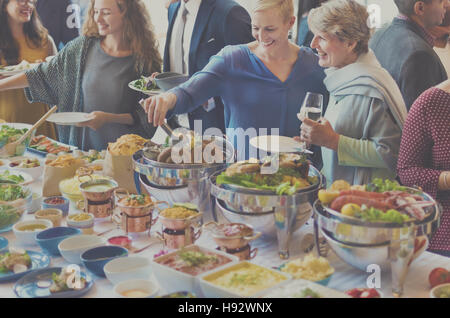 Diversity People Enjoy Buffet Party Concept Stock Photo