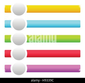 Banners / buttons with circles for messages with symbols / icons Stock Vector