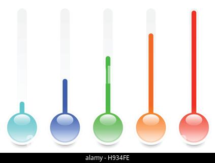 Thermometers in set from cold to hot Stock Vector