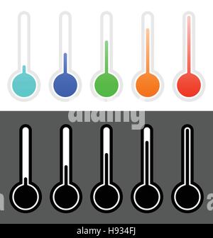 Thermometers in set from cold to hot Stock Vector