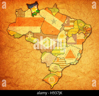 roraima state on admistration map of brazil with flags Stock Photo